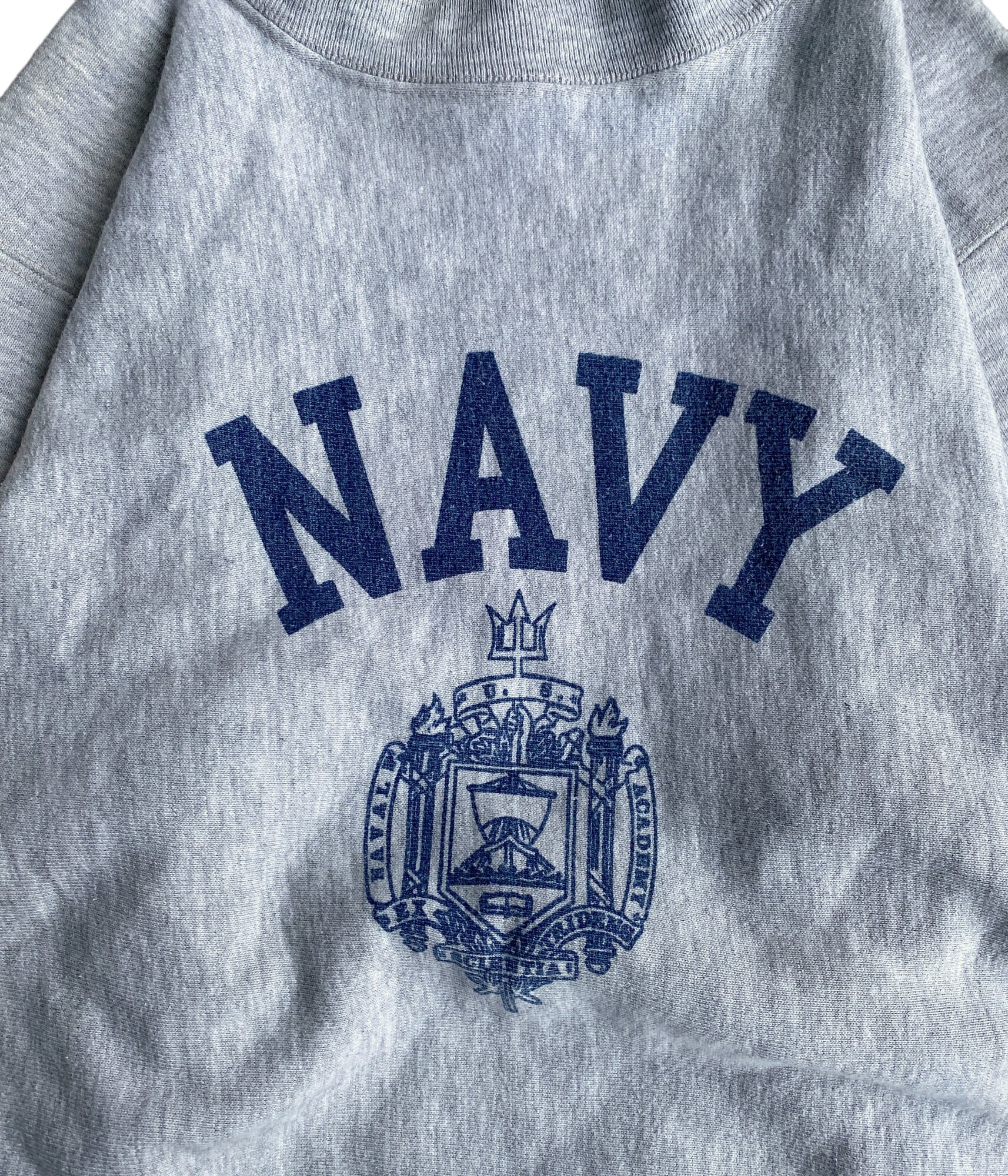 Vintage 80s champion reverse weave sweat shirt -US NAVY 染み込み 
