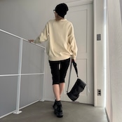 ロゴ刺繍ルーズシルエットポロknit/クリーム