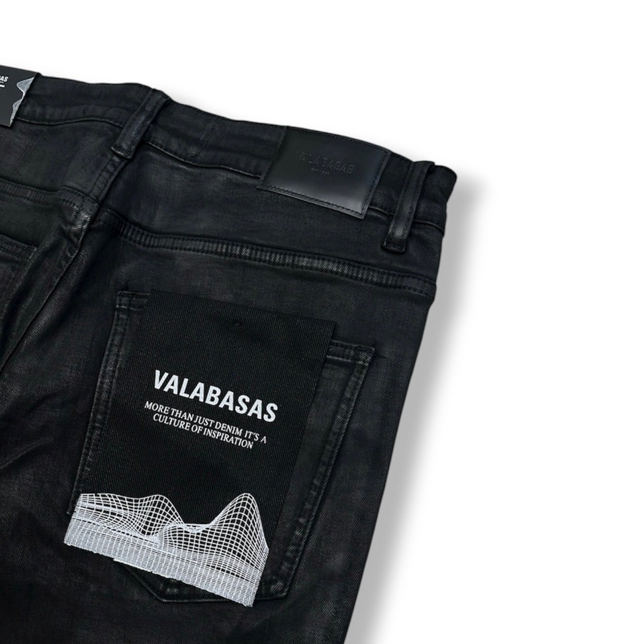 VALABASAS / stacked denim black waxed