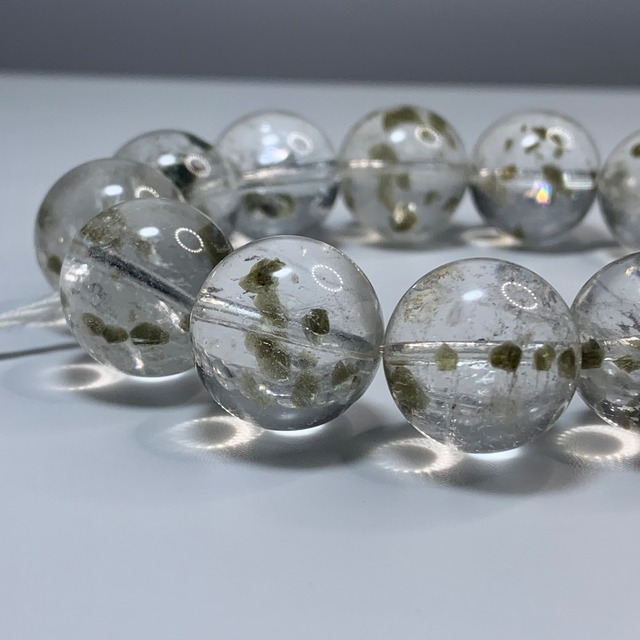 鑑別書付き・大玉☆グリーンマイカインクォーツ ブレスレット