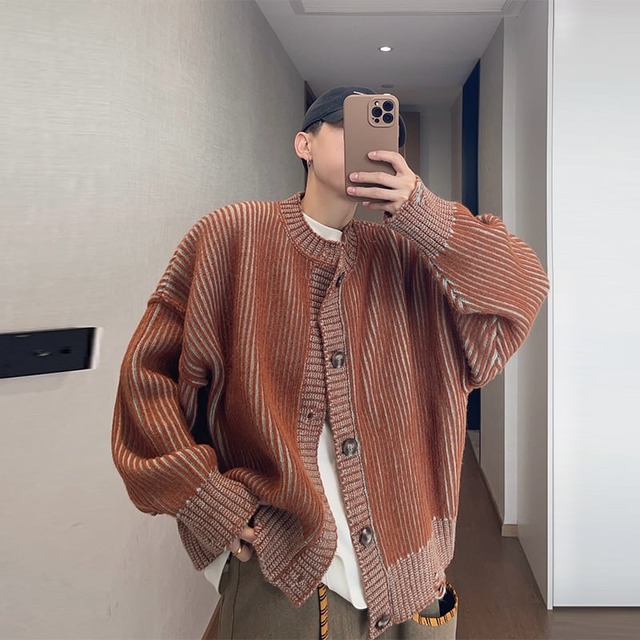 dannyandzeeストライプニットカーディガン