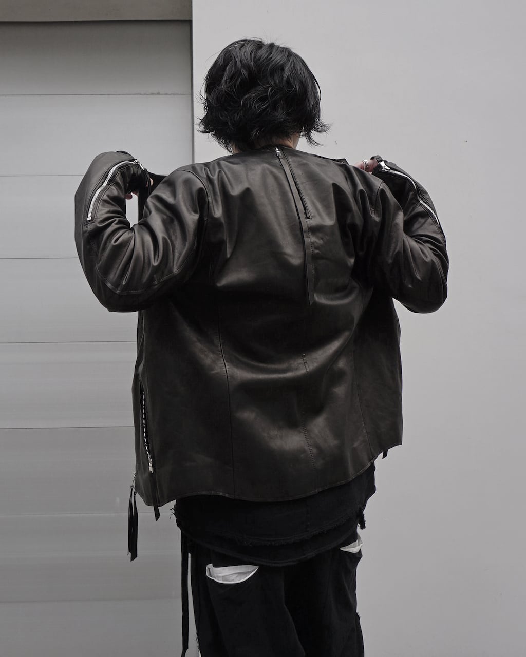 ASKYY / CURVED ZIPPER LEATHER RIDERS JACKET | ASKYY TOKYO FLAGSHIP