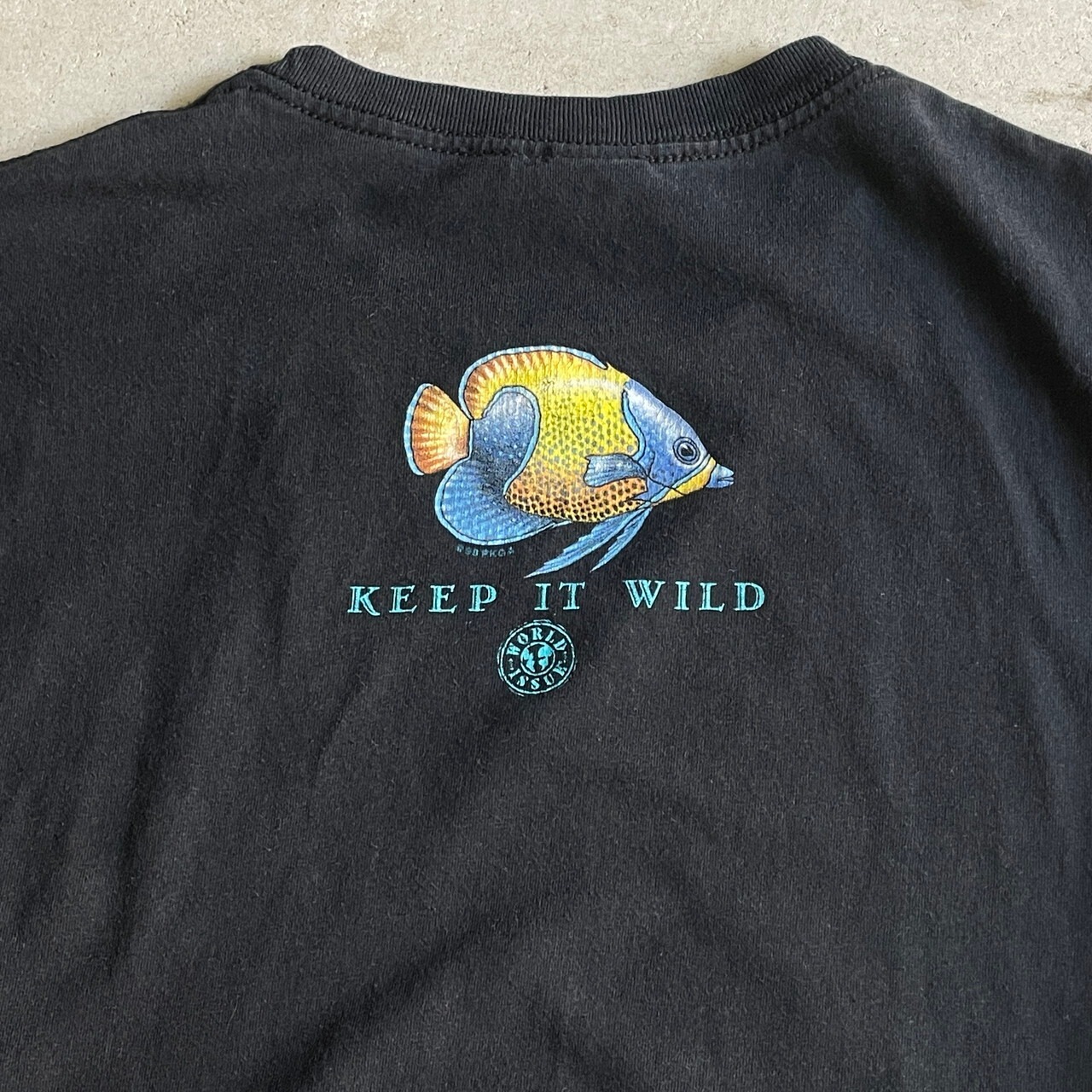 90年代 USA製 PETER KULL 魚 アート プリント Tシャツ メンズL 古着 