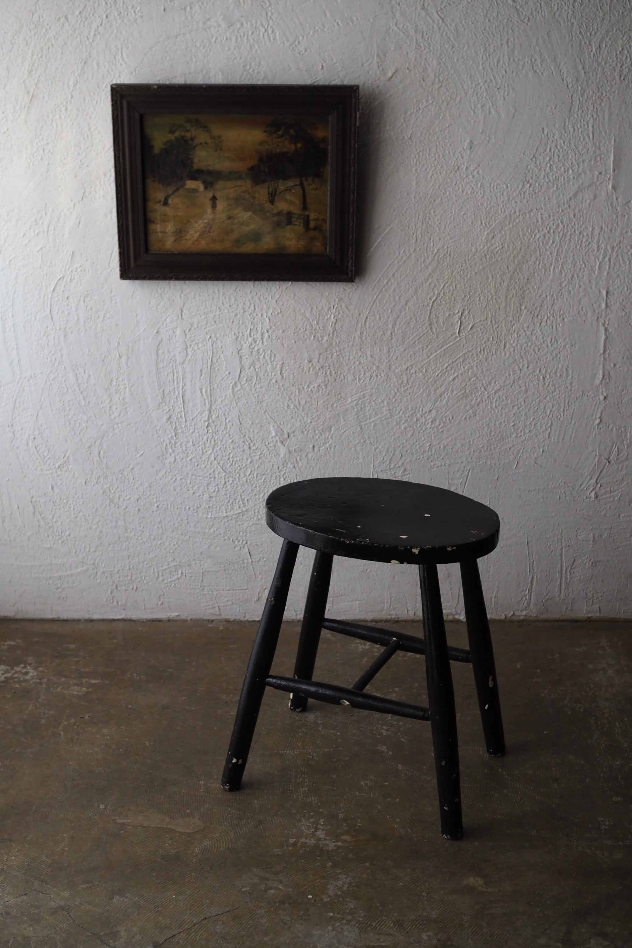 楕円形スツール 黒 ワインレッド 2色 楕円の黒いスツール-antique oval black stool | アンティーク