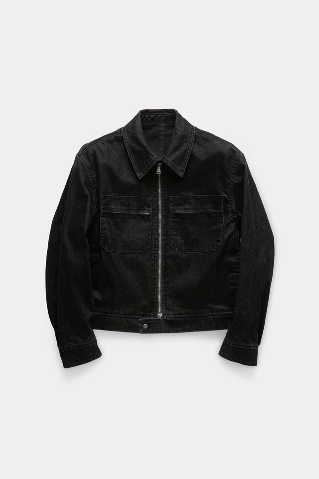 [COOR] Velvet Denim Double-Pocket Trimming Collar Jumper (Washed Black) 正規品 韓国ブランド 韓国通販 韓国代行 韓国ファッション クール クーア クアー COOR 日本 店舗
