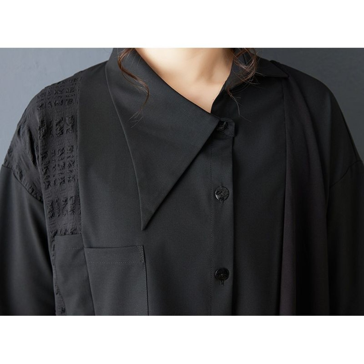 切り替えデザイン アシンメトリー シャツ  00348