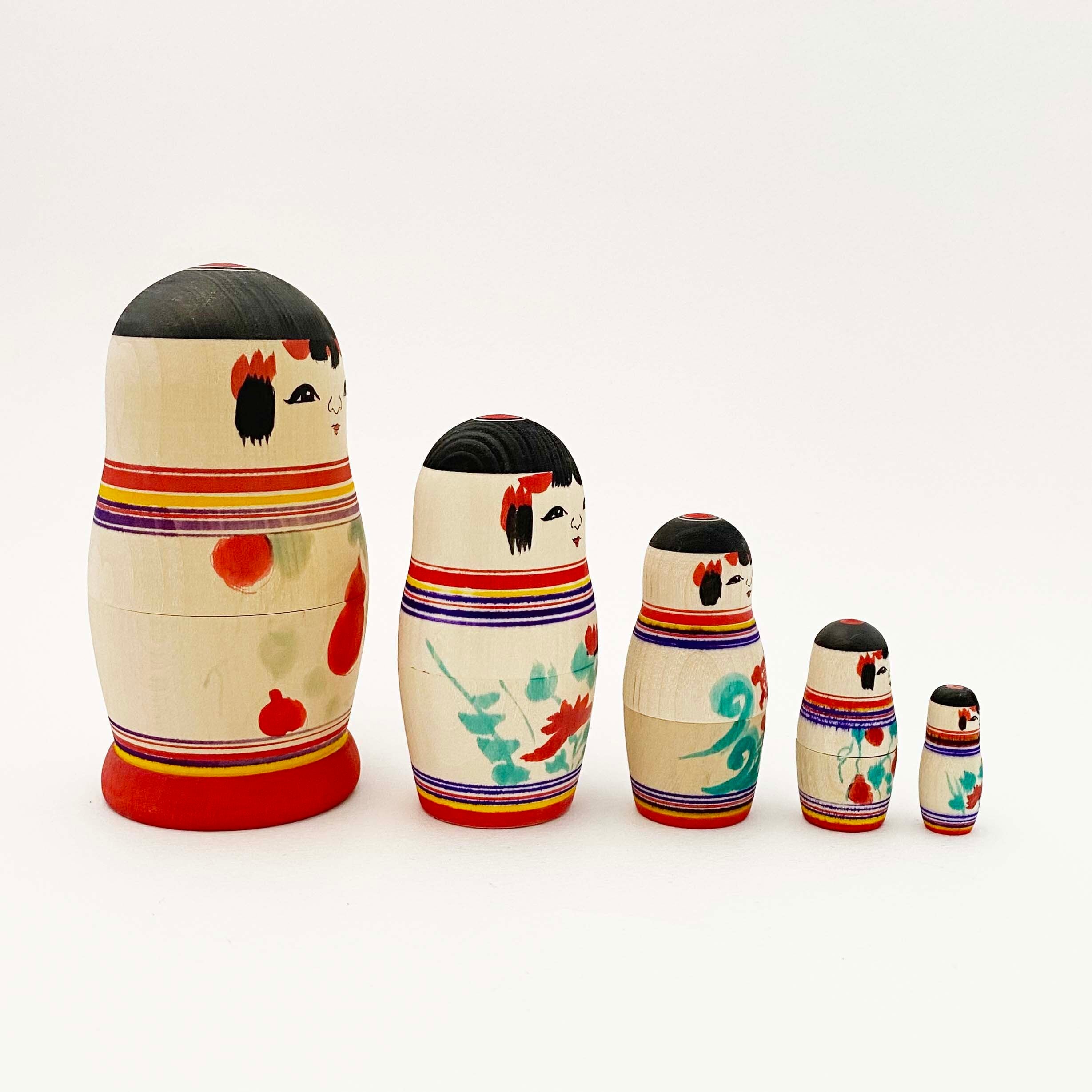 こけしのマトリョーシカ「伝統コケーシカ」（津軽系 阿保六知秀工人 / 5個組）村井型