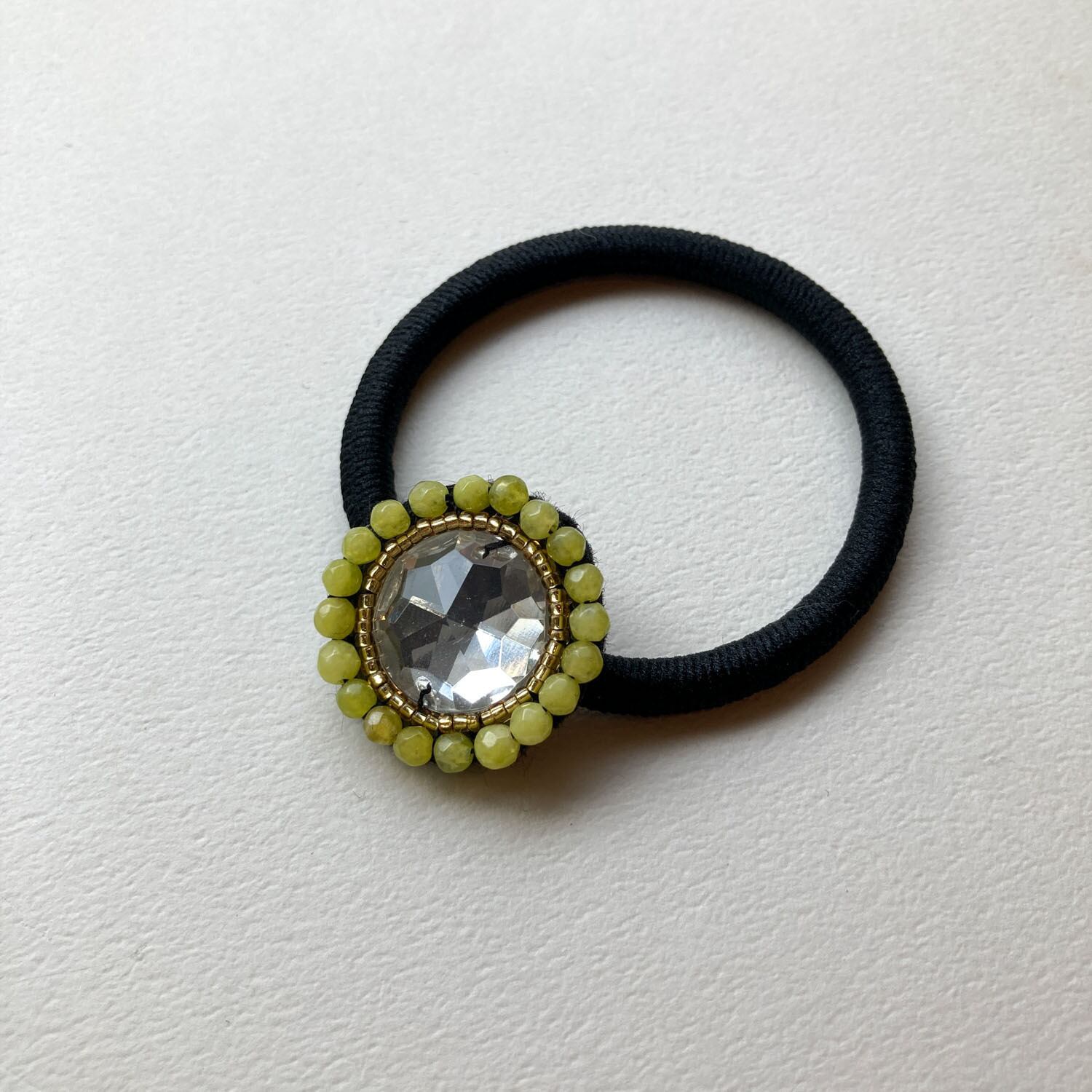 ビジュー付き天然石デコパーツのヘアゴム | Dua-アクセサリーパーツ
