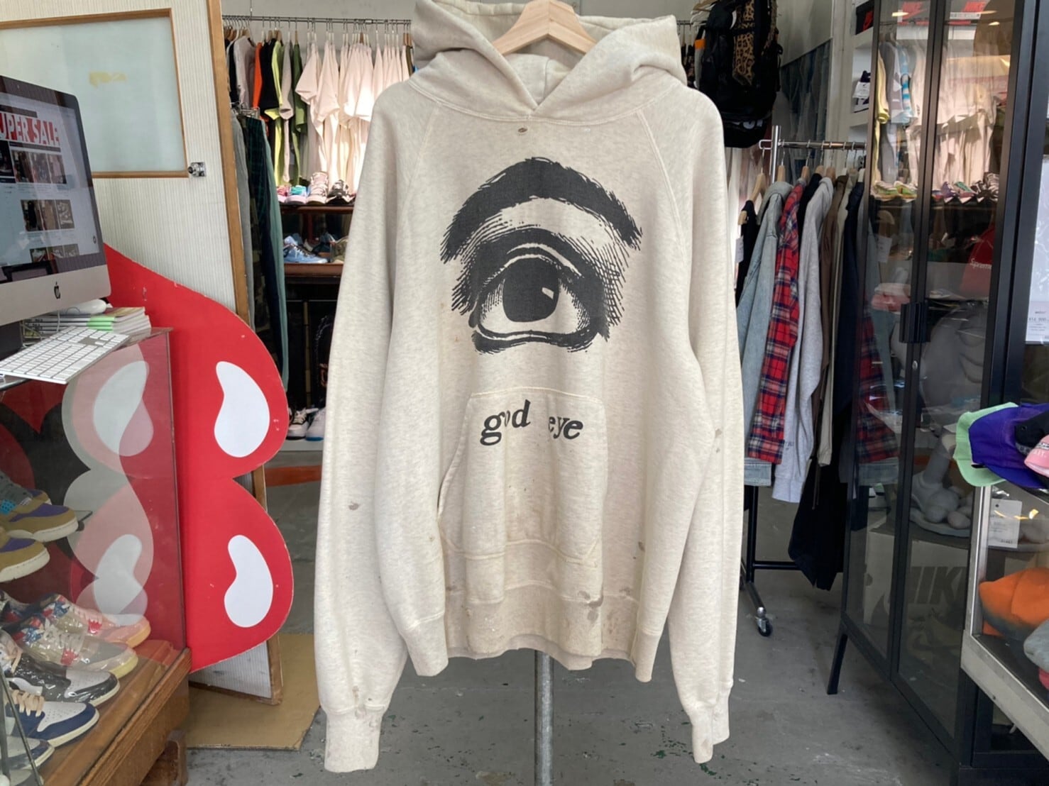 SAINT MICHAEL XL GOD EYE HOODIE GRAY