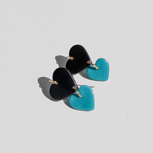 LIMITED31 / 14kgf 2Hearts Tagua Nuts pierced earrings / clip on