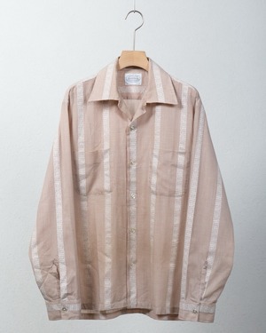 vintage geometric stripe open collar shirt / Made In USA