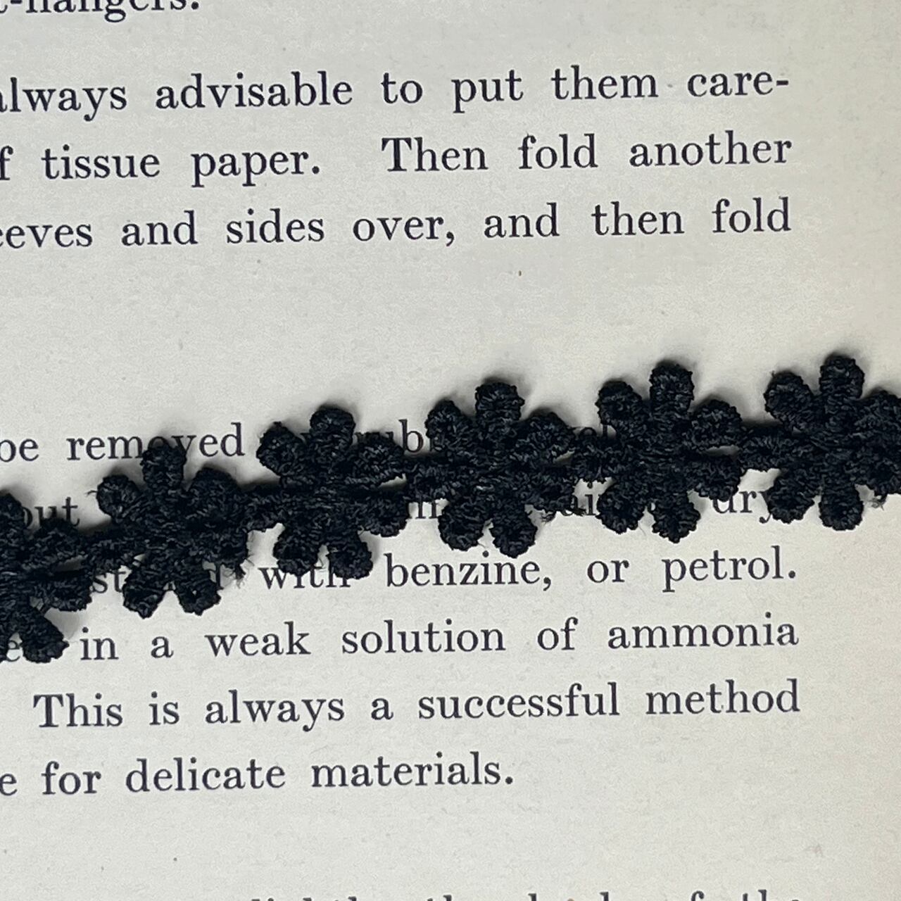 レースリボン/25.ブラック フラワーチェーン (幅/約13mm ) 1m