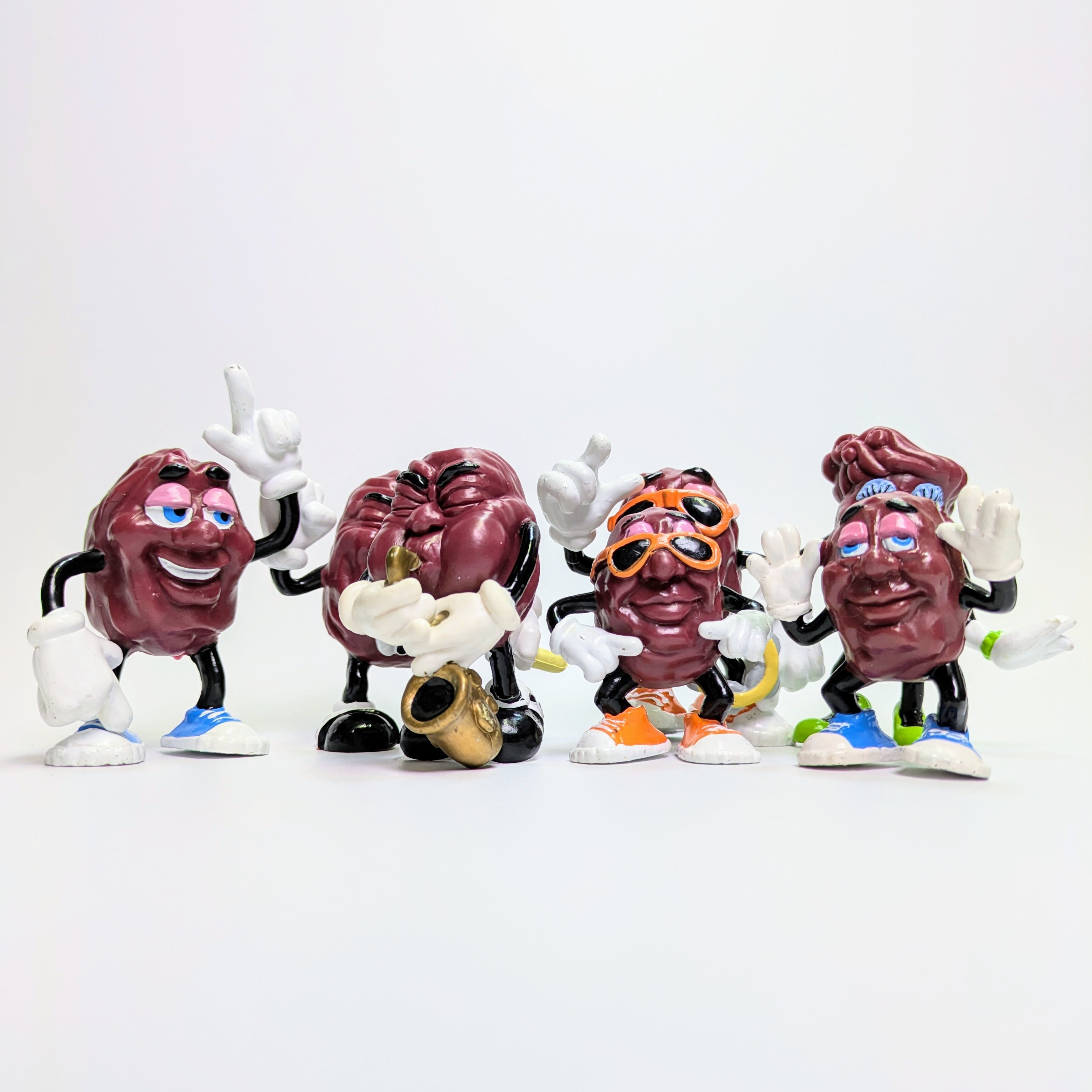 ☆VINTAGE☆【California Raisins(カリフォルニアレーズン)】 1987-1988 Justin X. Grape & Ben Indasun PVC Mサイズ2体SET 〚アメリカン雑貨 アメトイ〛
