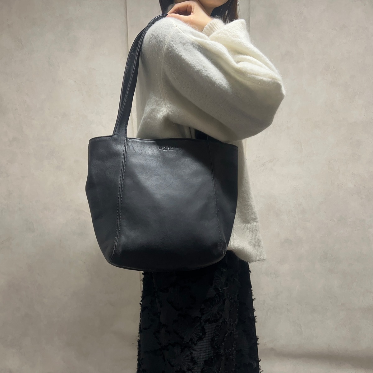 オールドコーチ レザートートバッグ 黒 ブラック OLD COACH 極美品 90 