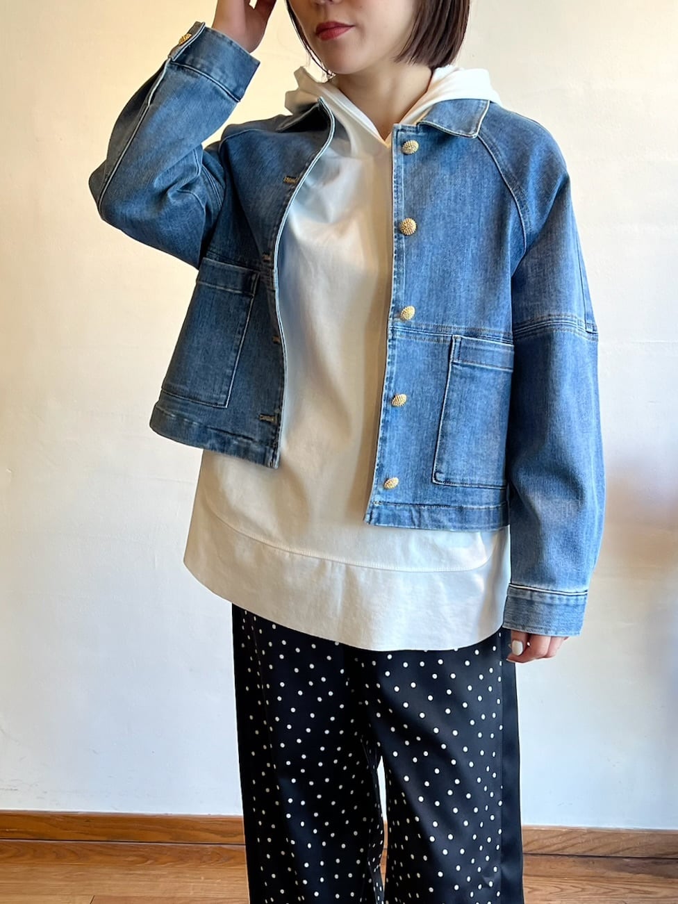 MARGAUX VINTAGE / 襟付きラグランスリーブGジャン | anouk