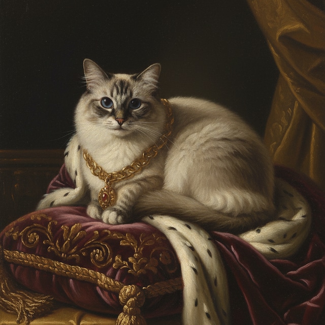 猫(ラグドール)のルネサンス風肖像画 油絵風アートA3額装インテリア 猫(ラグドール)のルネサンス風肖像画 油絵風アートA3額装インテリア