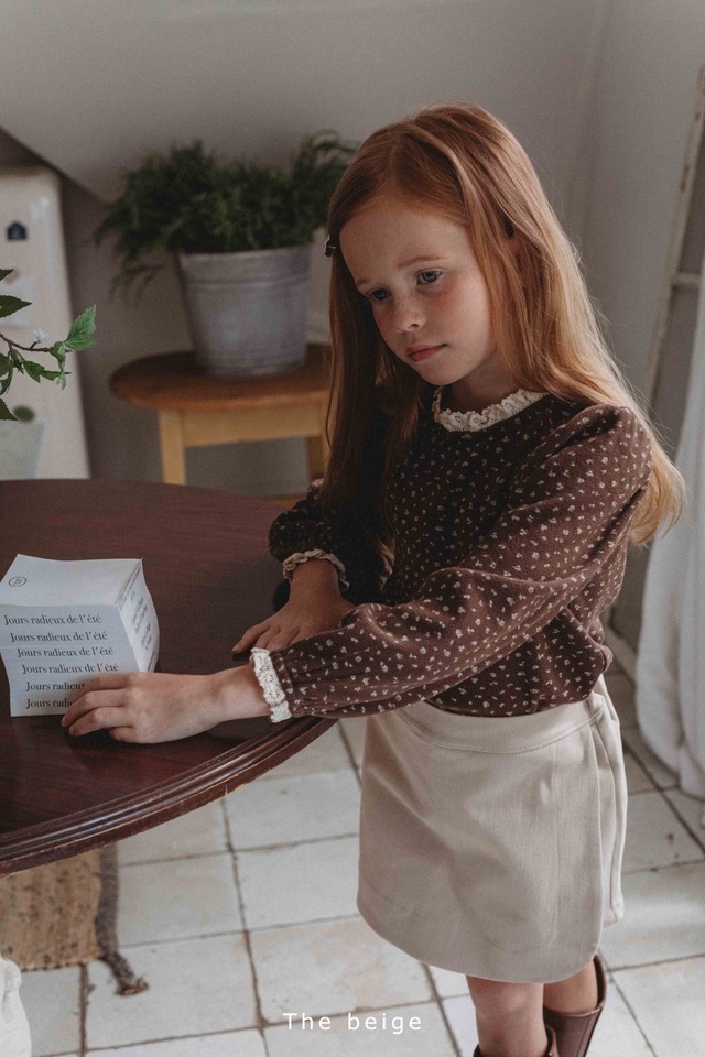 【即納】the beige / flower lace t