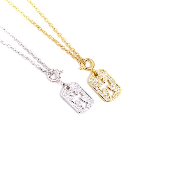 S925 Zirconia Square Cross necklace