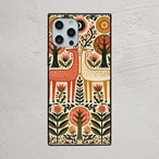 受注生産 iPhoneケース 花と鳥の民芸タイル柄｜フォークアート PSYF049A