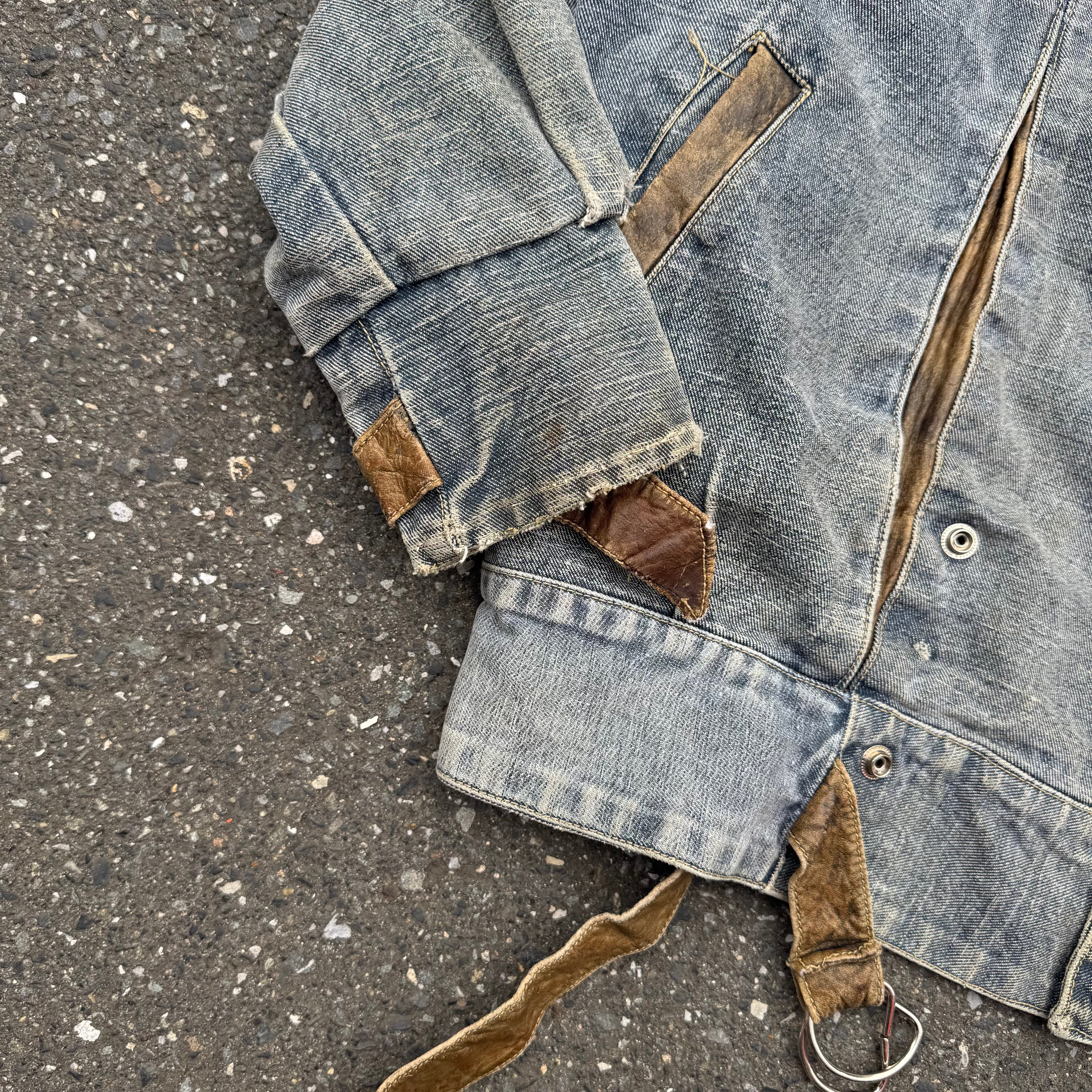 80-90s GUESS by GEORGES MARCIANO レザー切り替えWデニムジャケット