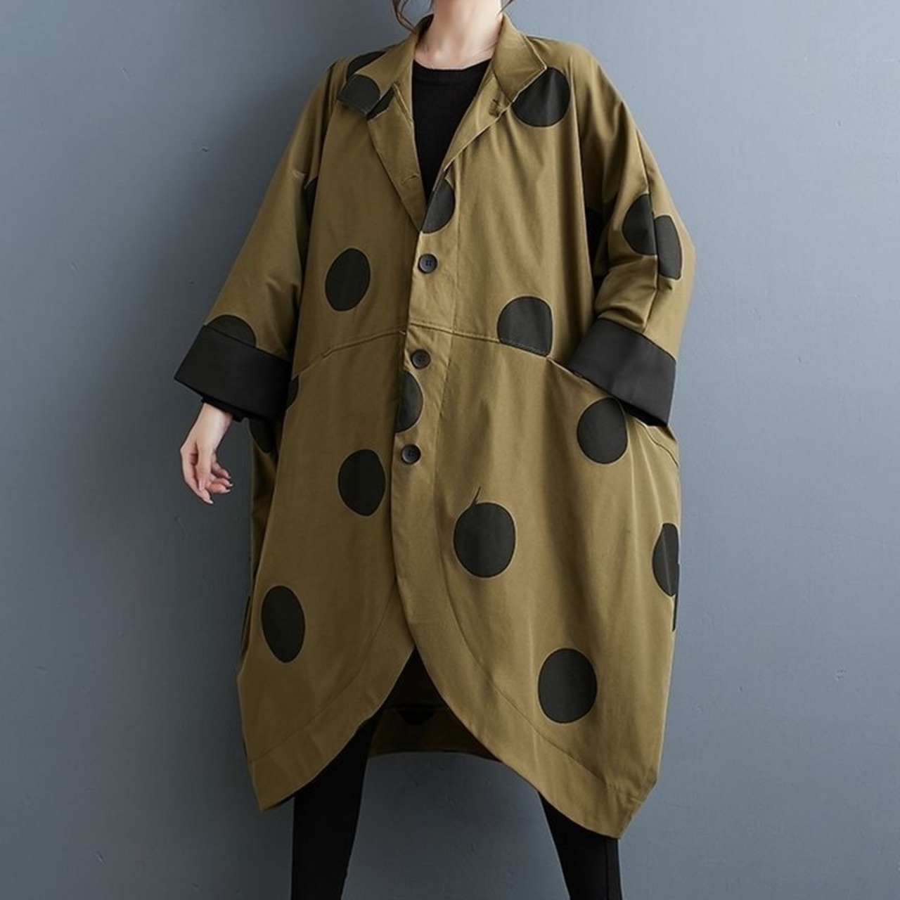 水玉 バルーン ロングジャケット  60024