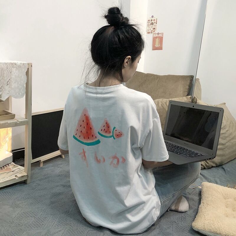 サマールーズヴィンテージプリントブラックTシャツ トップス レディース 大きめサイズ 夏物 ビンテージ YY-ファッション20255504887