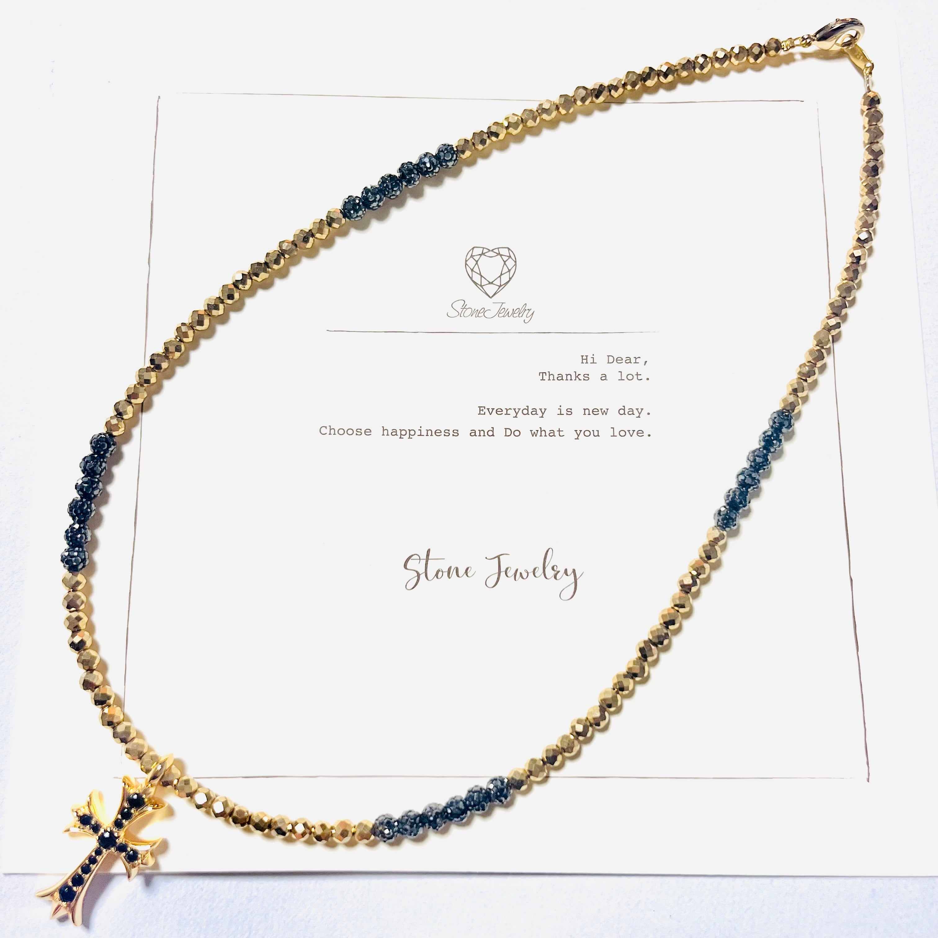 ヘマタイトゴールド＆ブラック混合ネックレス | StoneJewelry