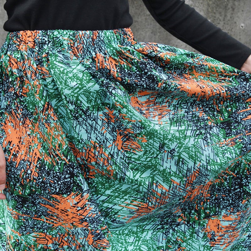 受注制作】アフリカ布のギャザースカート（ペインティング）アフリカン