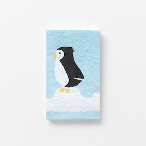 手摺り型染めぽち袋　ペンギン