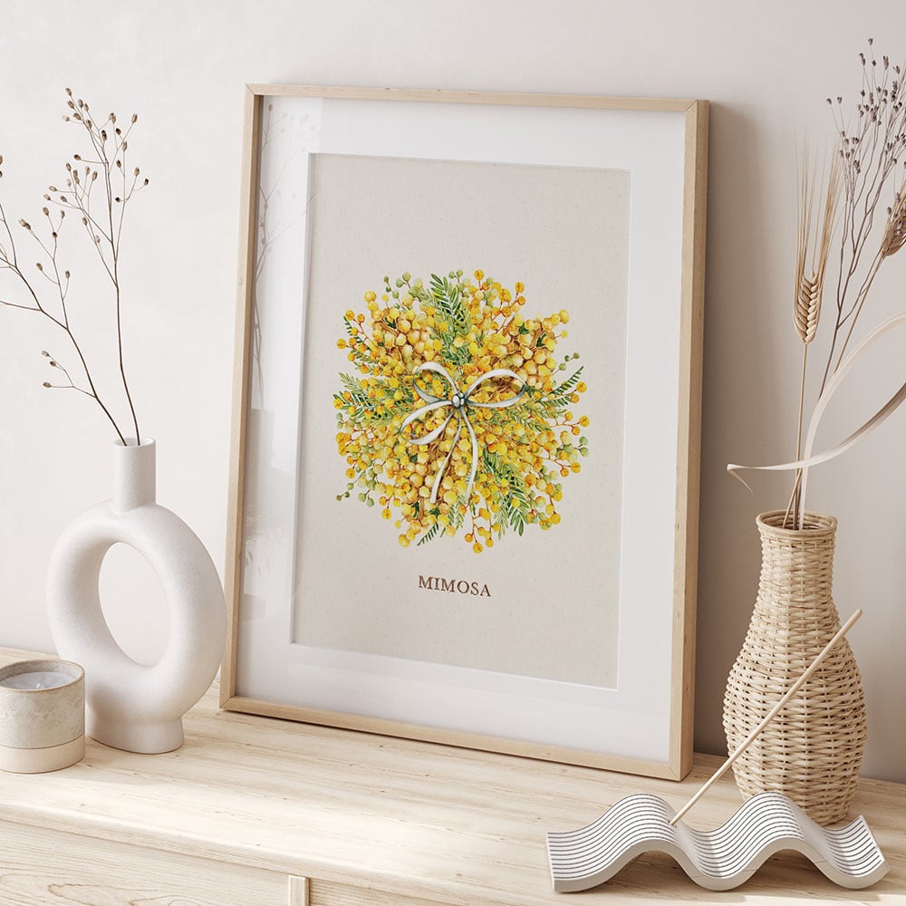 ミモザのポスター / i1131 / 黄色くかわいい春のミモザ ボタニカル