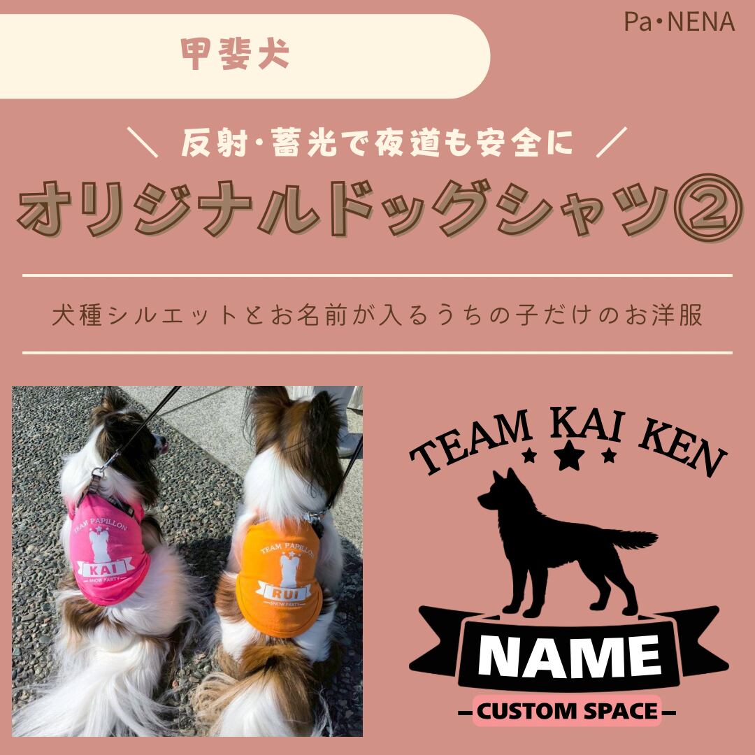 反射,蓄光素材あり! オリジナルドッグTシャツ(甲斐犬)