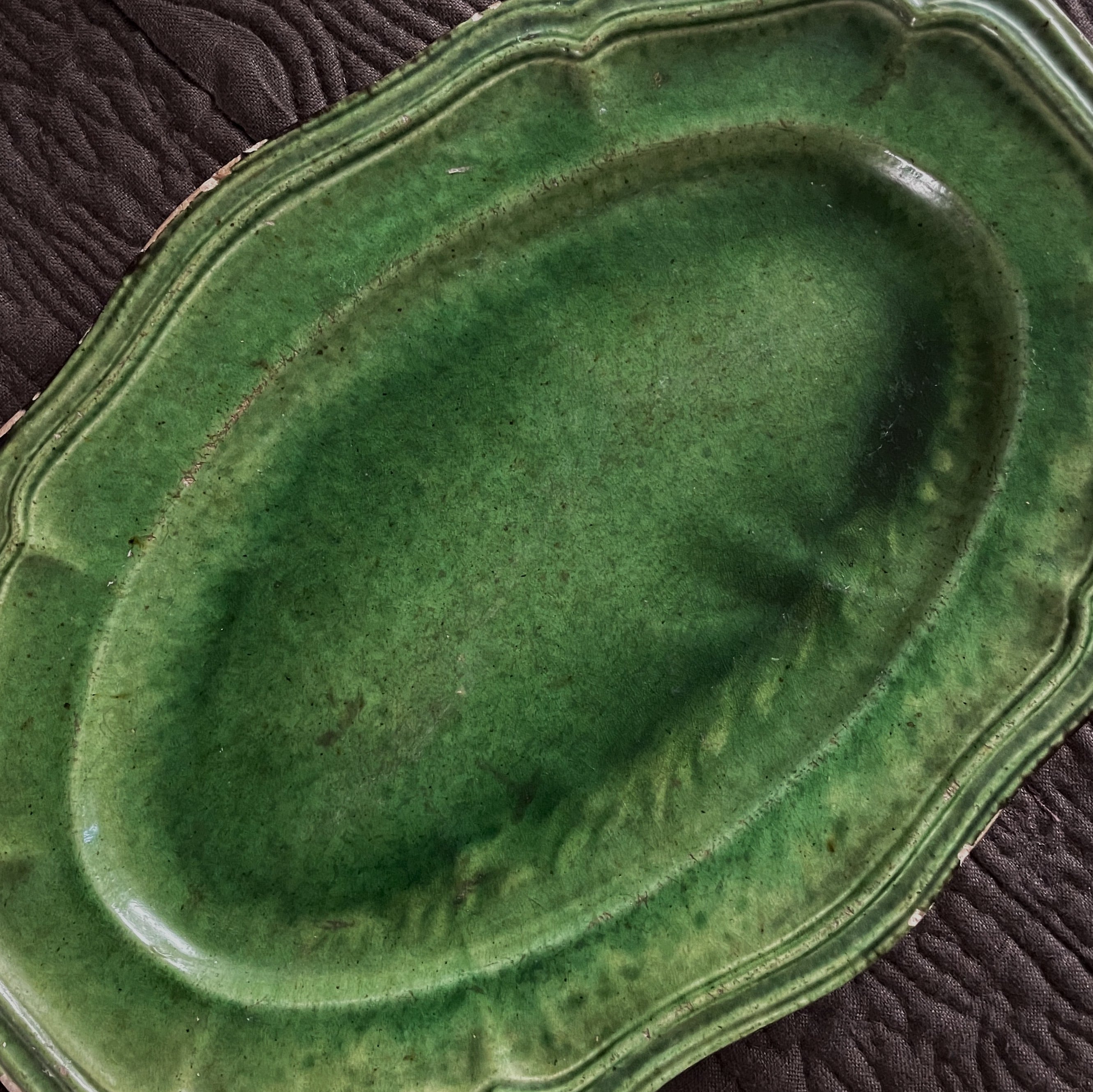 デュルフィ(南仏) 緑釉 オーヴァル皿｜France Dieulefit | SASHIIRO