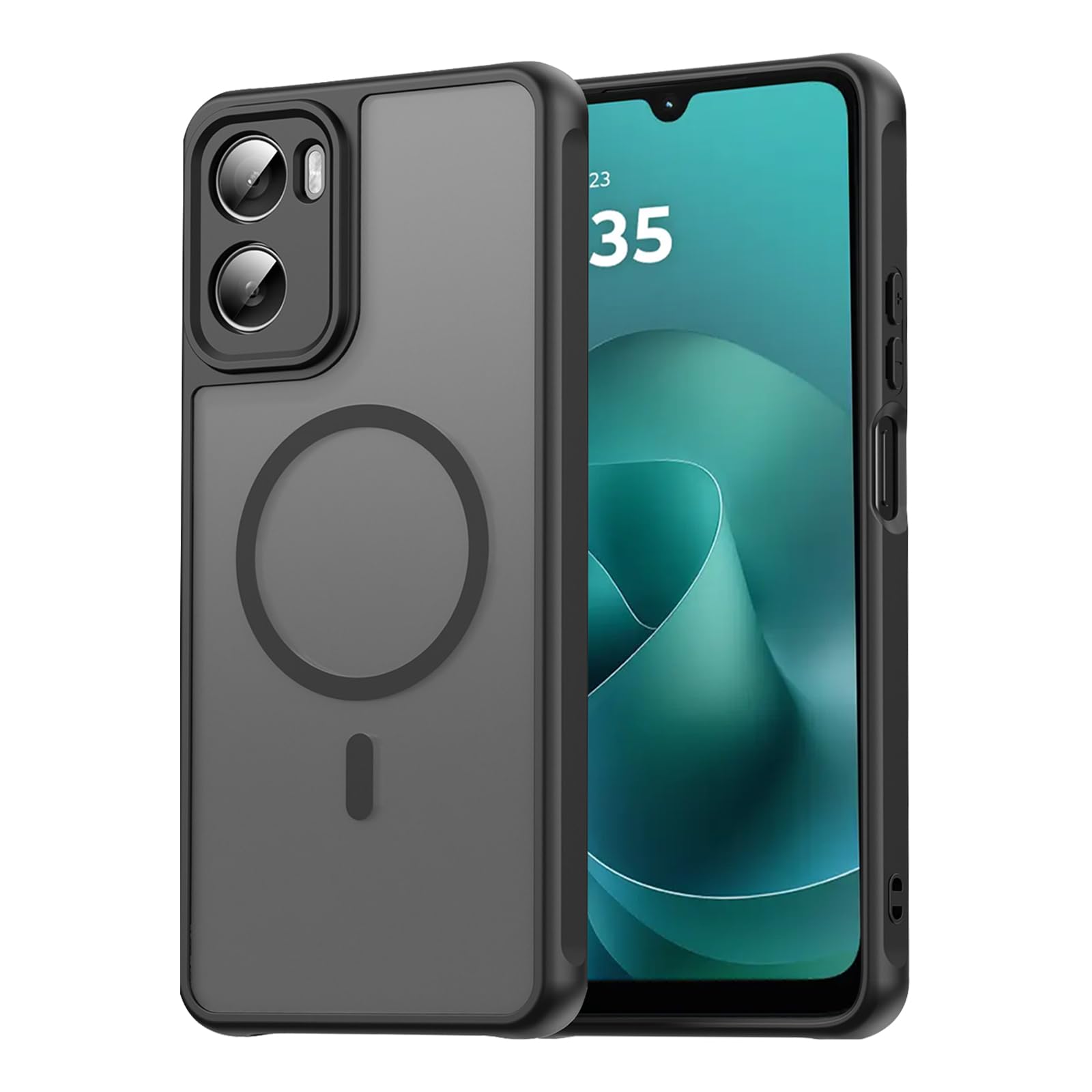 KiimLaa Motorola moto g06 用 ケース PC+TPU製 マグネット付き 半透明 マット感 指紋防止 質感溢れ 手触りも良く スマホケース 衝撃吸収保護 强耐久性 すり傷防止 滑り止め 持ちやすい 耐黄ばみなし 艶消しMotorola moto g06 カバー ブラック(ブラック)