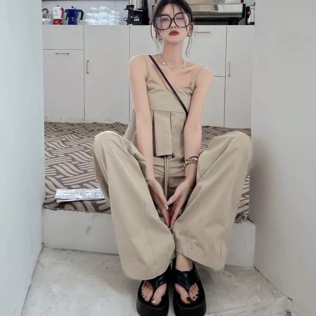 セットアップ レディース 韓国 キャミソール ワイドパンツ 上下セット