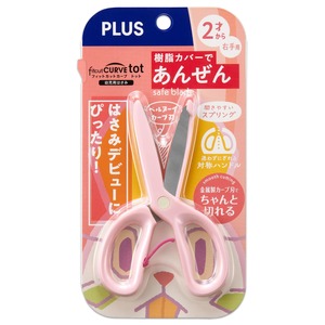 【人気】プラス 幼児用 はさみ (2歳から) 初めてのハサミ トット 安全カバー オープンアシスト付 ピンク SC-120M 34-590