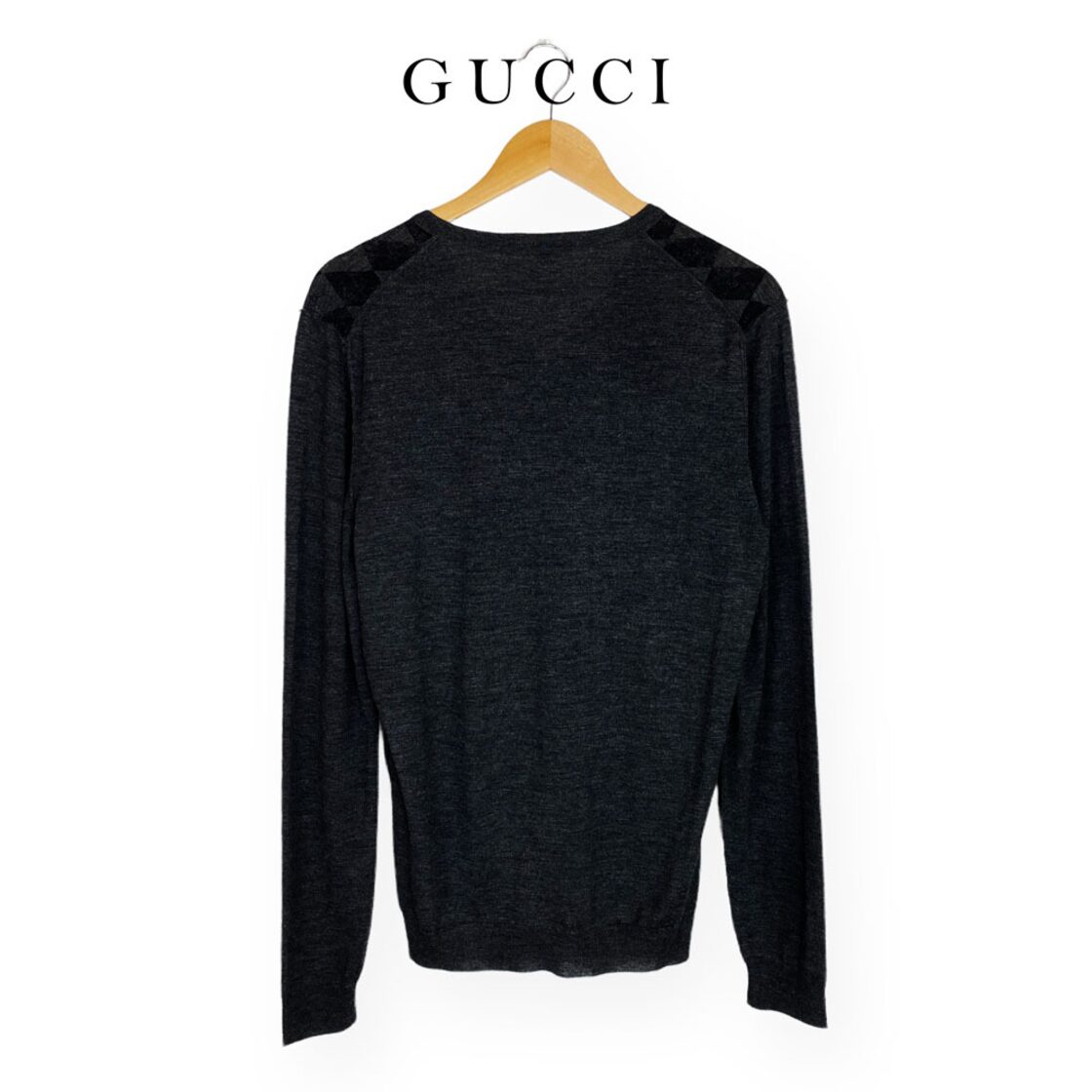 ☆美品/高級生地☆ GUCCI グッチ ウール100％ GG柄 アーガイル ダイヤ  