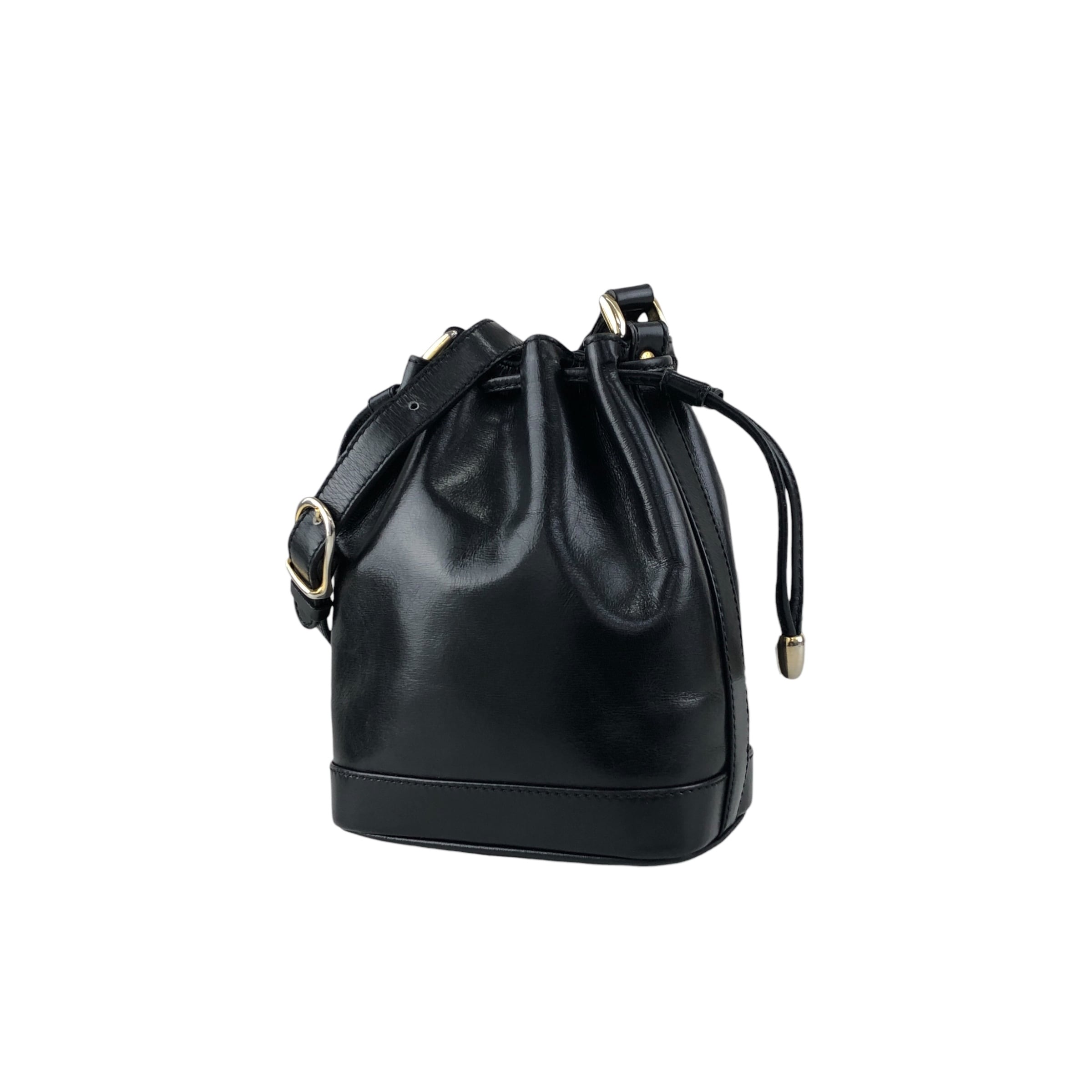CELINE ショルダーバッグ ブラック CELINE セリーヌ ショルダーバッグ ブラック レザー 巾着 ミニバッグ