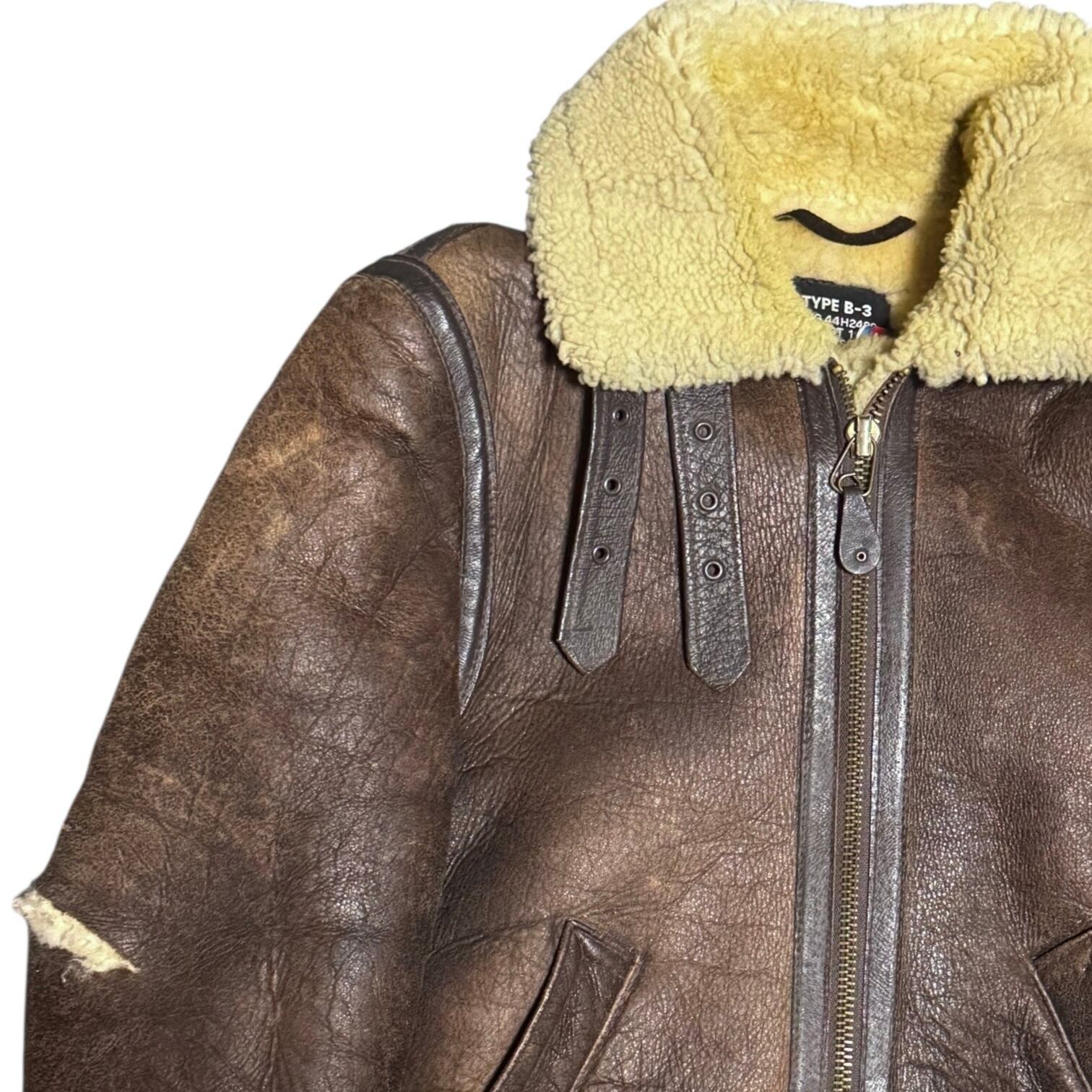 【米国製】schott フライトジャケット　B-3 羊革　ムートン　36 Schott 米国製 B-3 羊革 フライトジャケット リアルムートン サイズ36