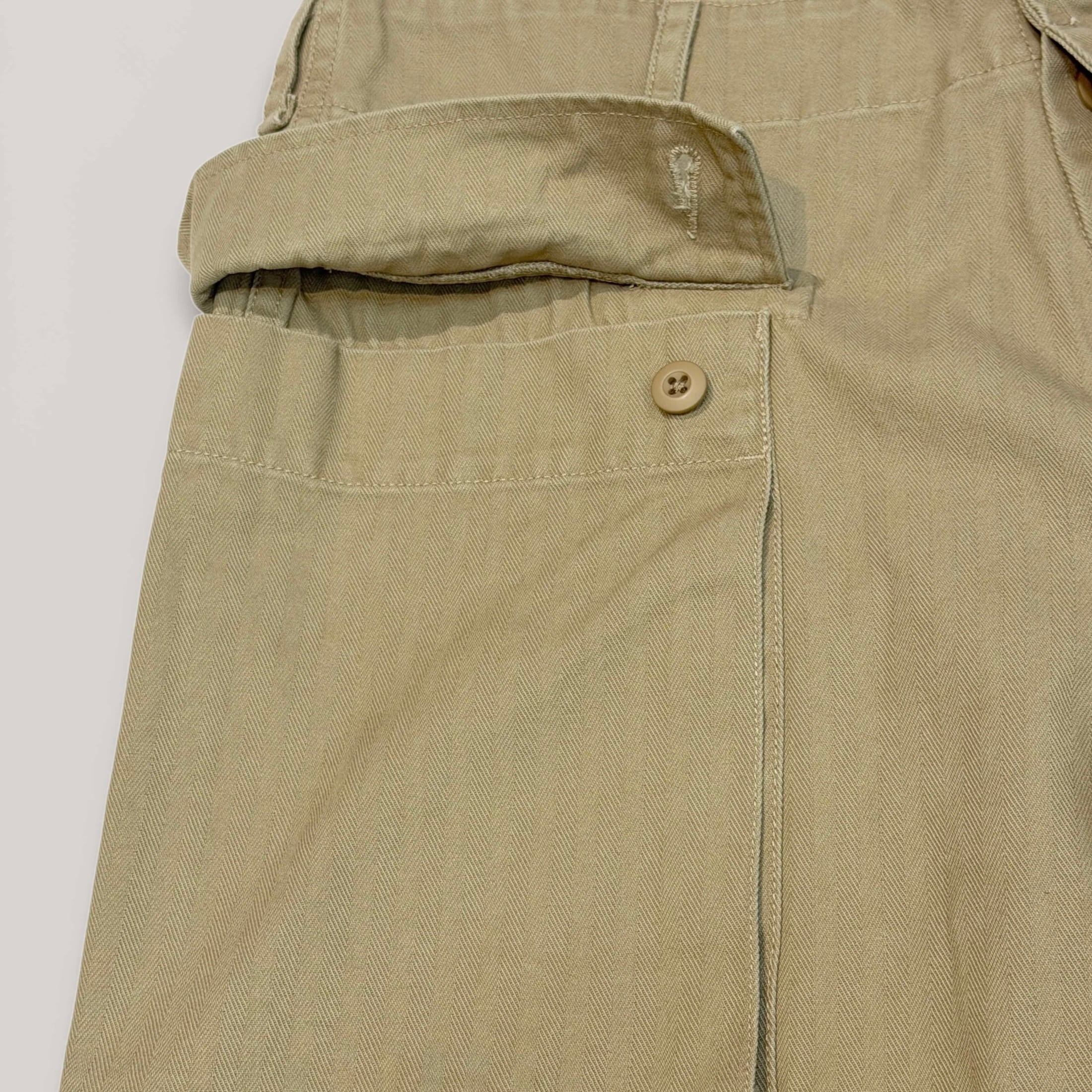 WOODBLOCK】 W-44 HERRINGBONE CARGO PANTS (Khaki) | 火ノ鳥OnlineStore