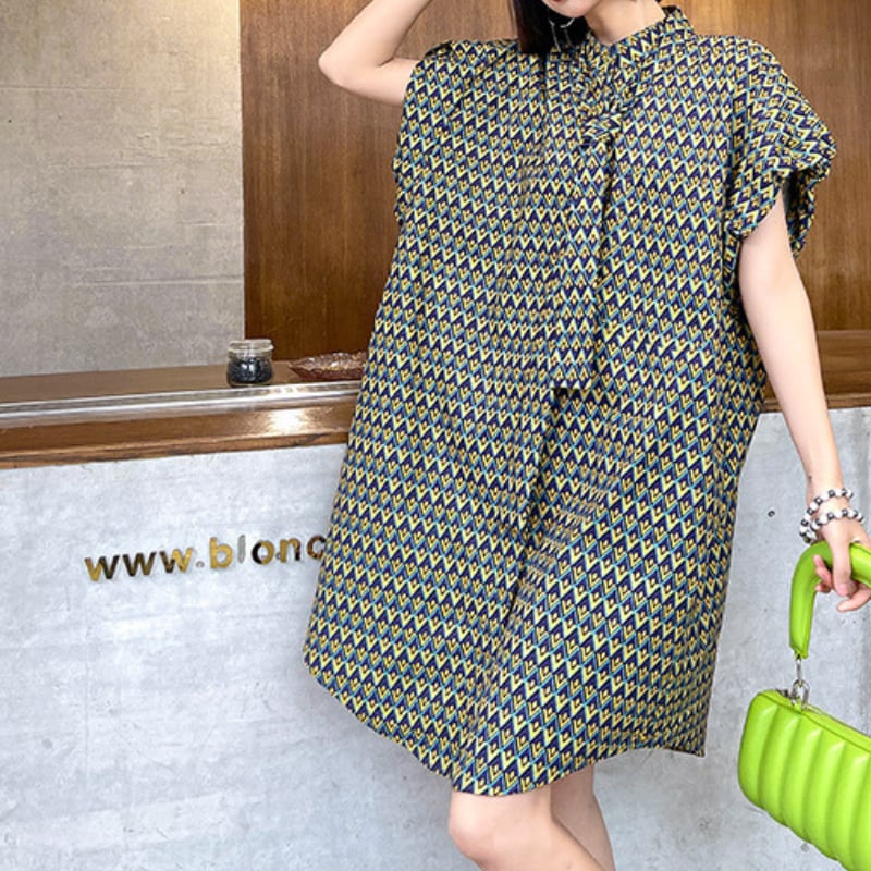 ジオメトリック柄ルーズワンピース ON0716