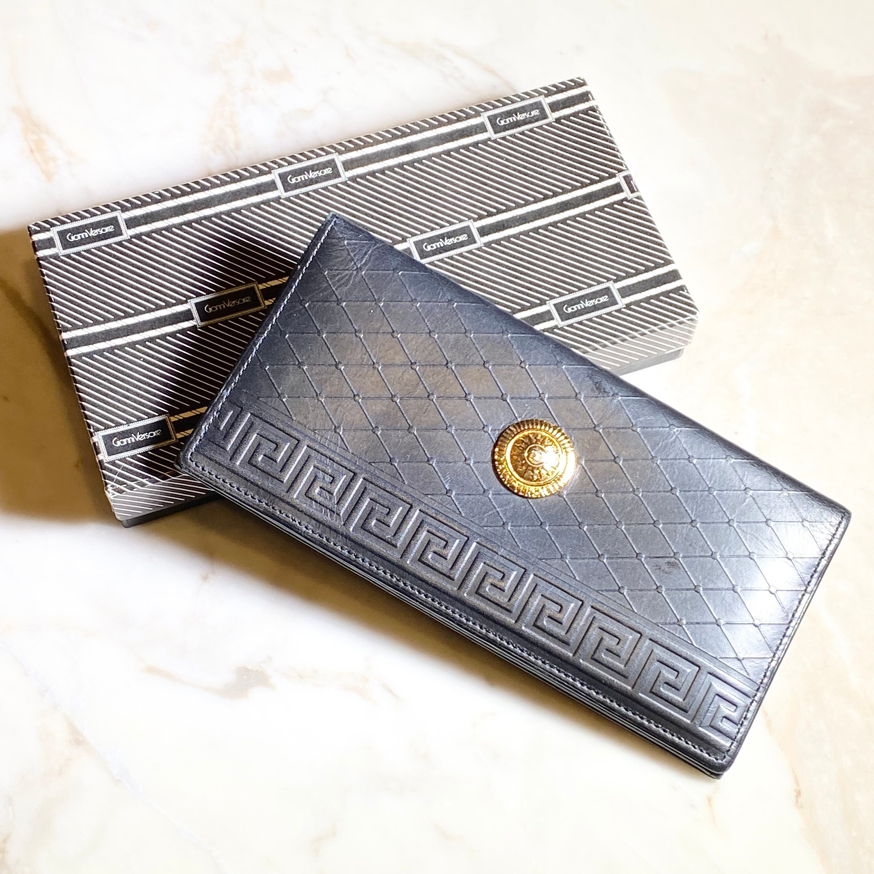 vintage GIANNI VERSACE black leather long wallet | NOIR ONLINE