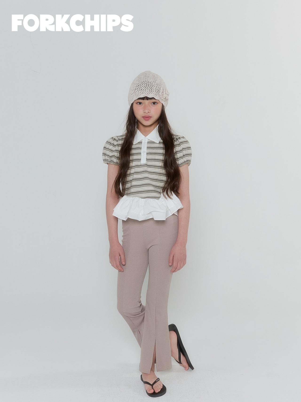 [FORKCHIPS] Eve Frill Collar T-shirt (JS/JM/JL/JXL) / [포크칩스] 이브프릴카라티 (JS/JM/JL/JXL)