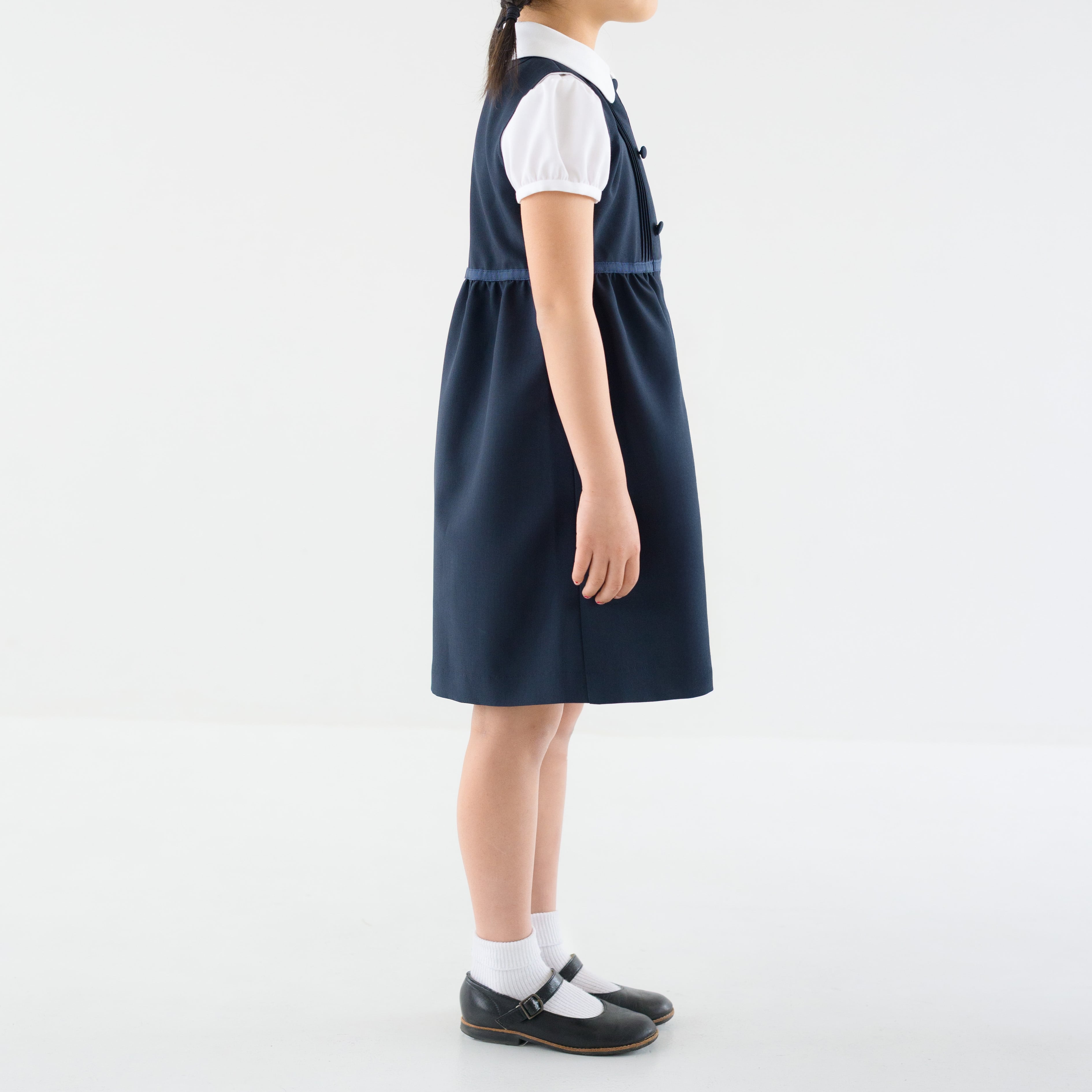 ネイビー半袖ワンピース 【小学校受験・学校説明会・面接】前開き