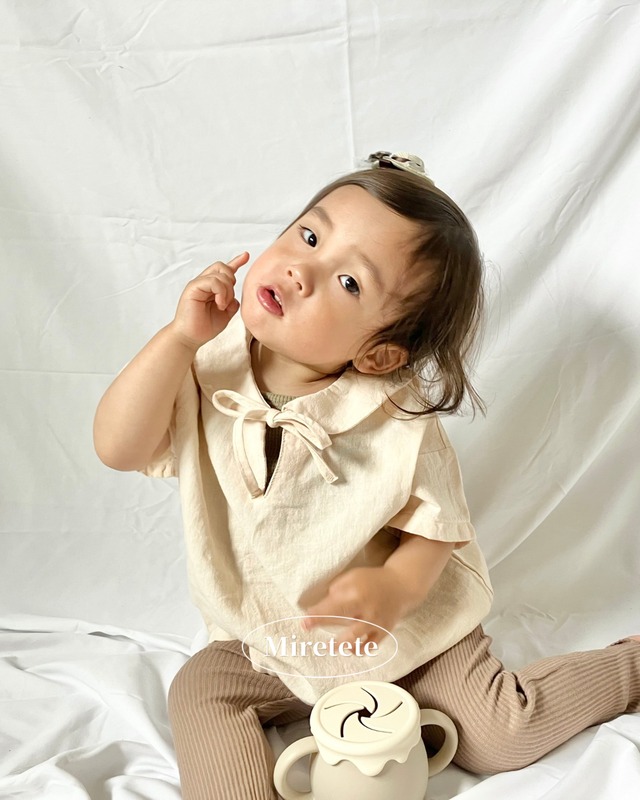 【取寄】これ1枚あると着回しに助かるシンプルかわいいリネンセーラートップス