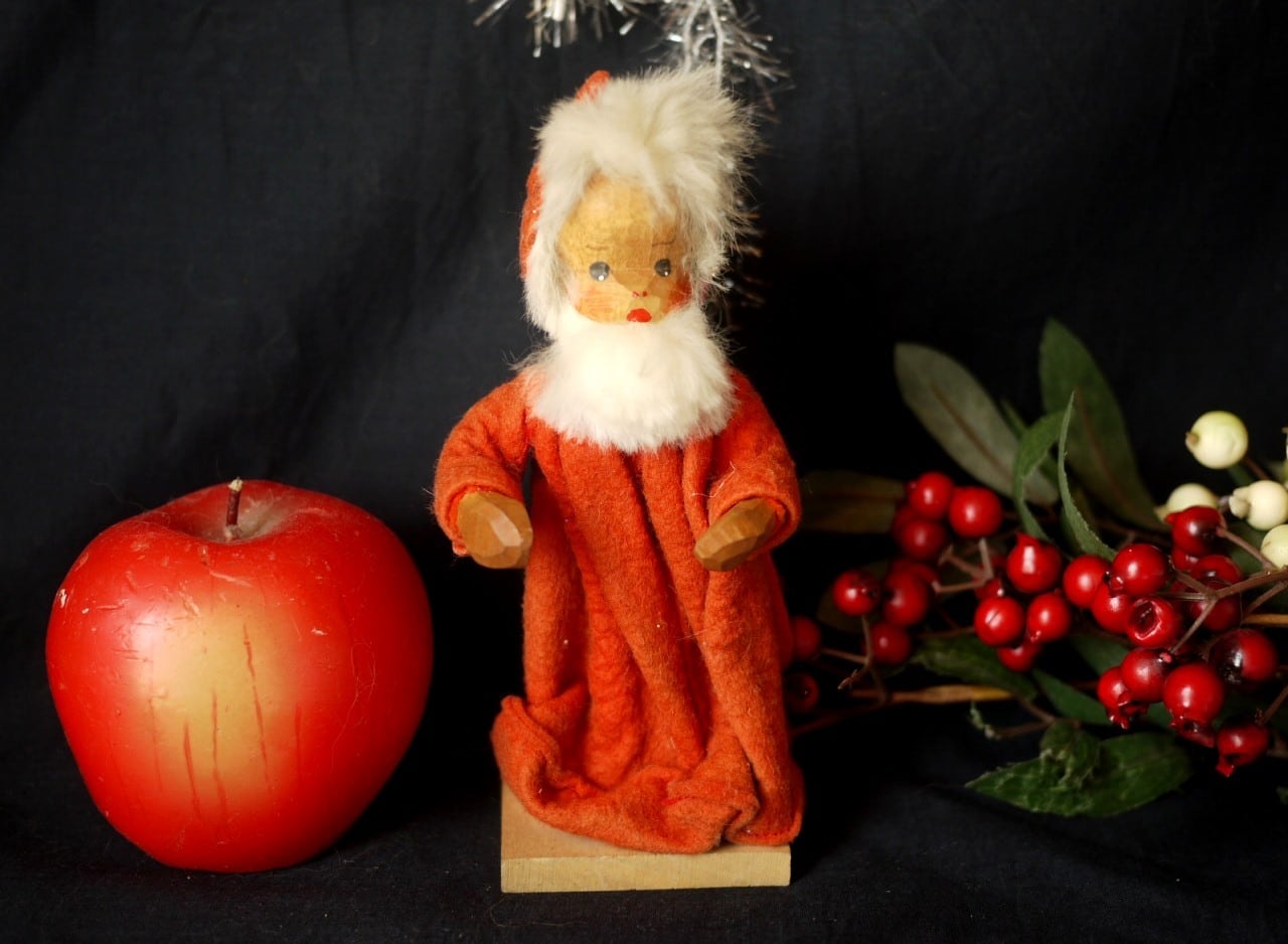 聖ニコラウス サンタクロース クリスマス人形 木彫りハンドメイド