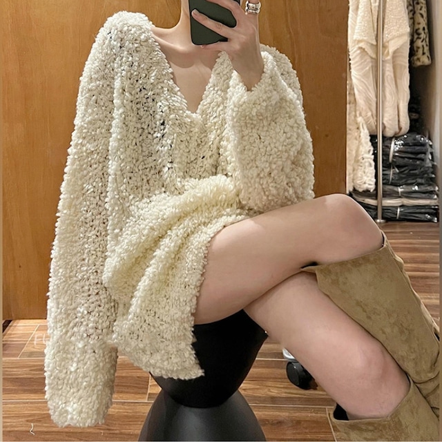loose v-neck knit 10988