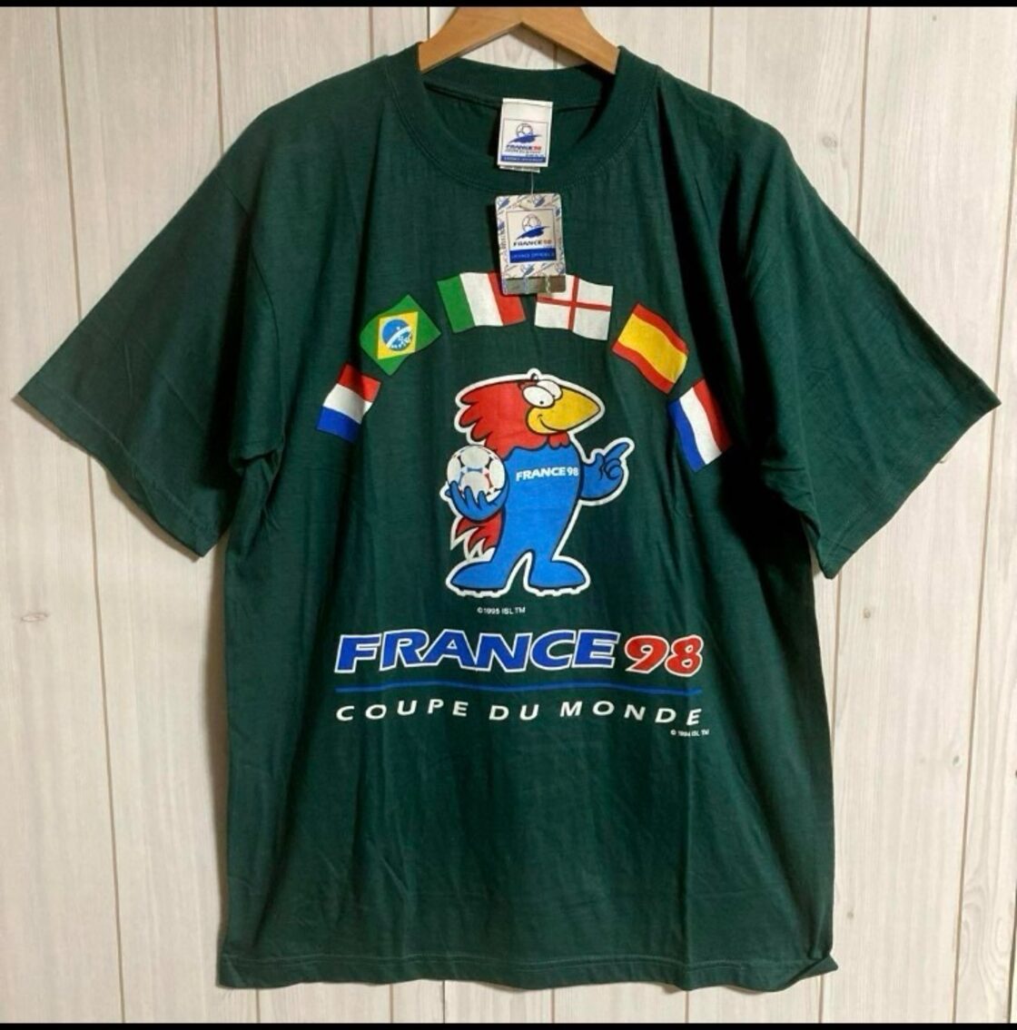 希少90sヴィンテージFIFA98年フランスWカップ国旗フティックスTシャツ 