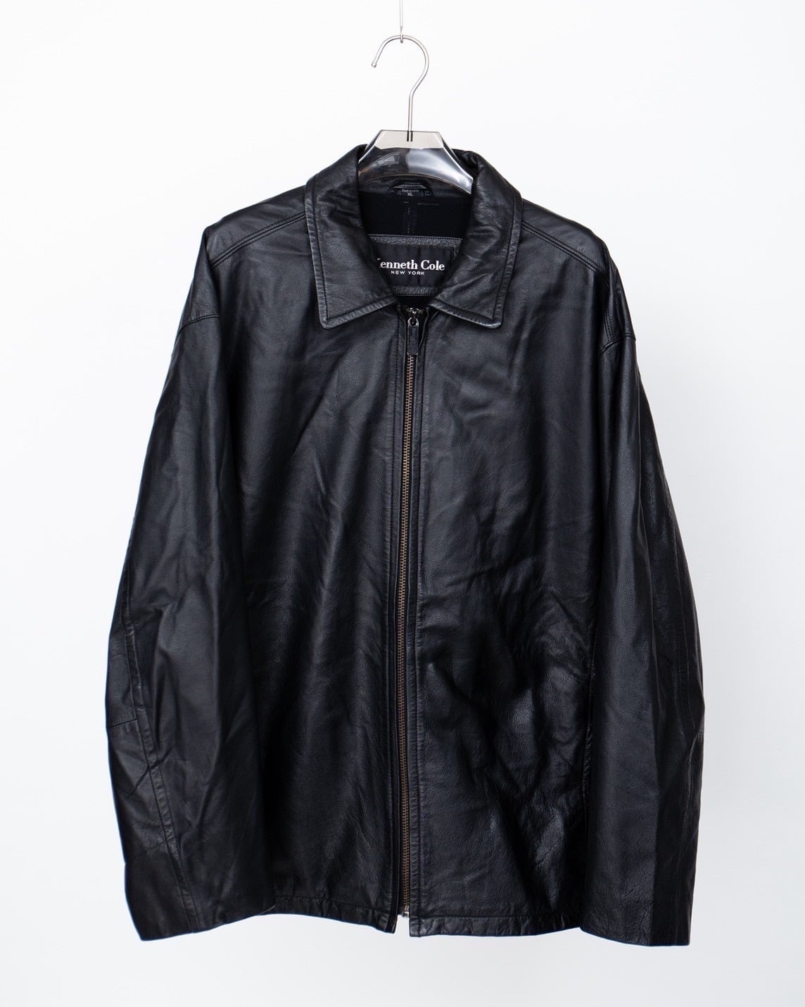 J.Ferrar】90's Leather Car Coat Black L | Pay ID