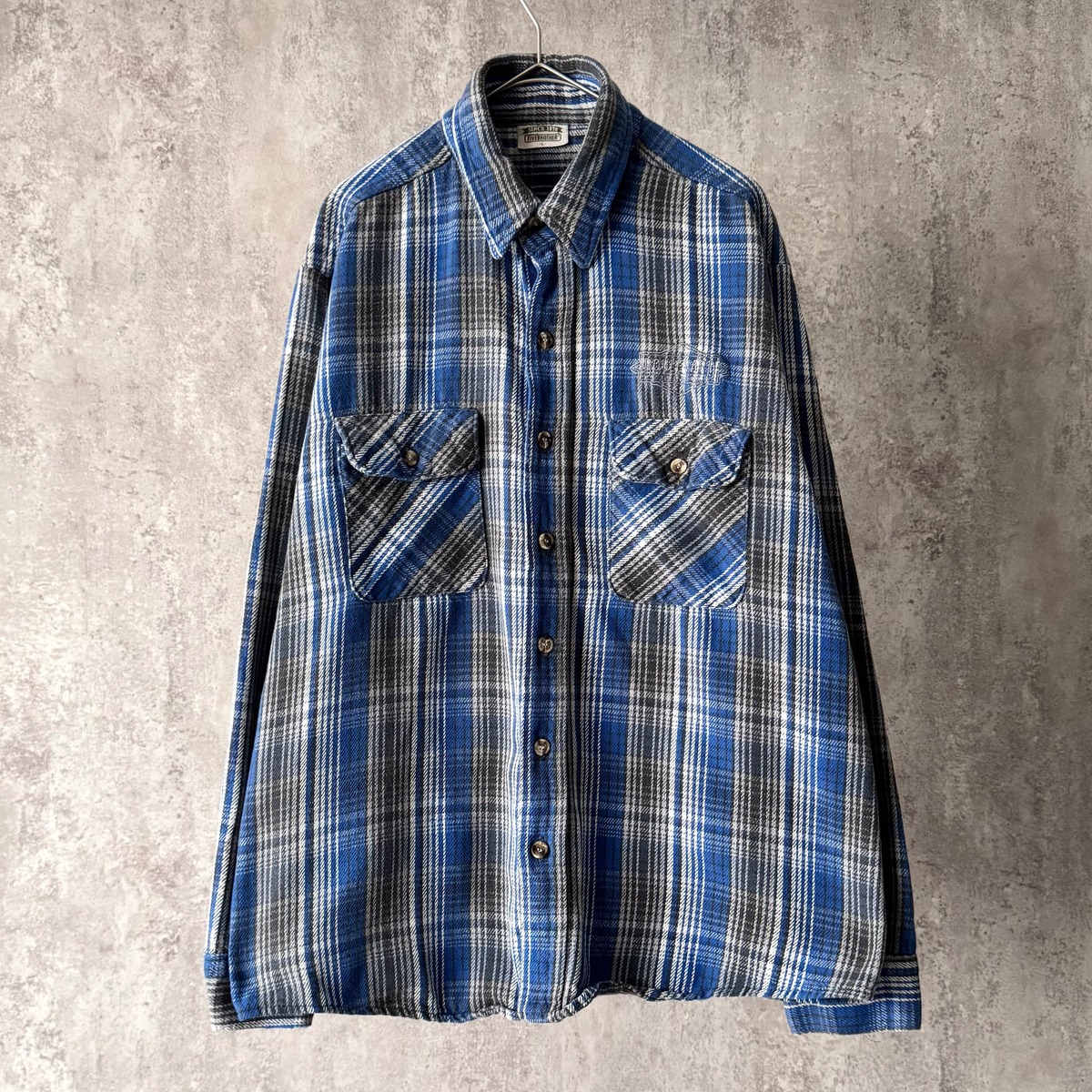 Block Check Pattern 90s Five brother block check pattern cotton flannel shirt | Muri vintage