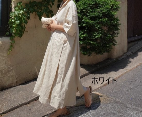 ワンピース コットン リネン リネンワンピース 綿 麻 Vネック ゆったり